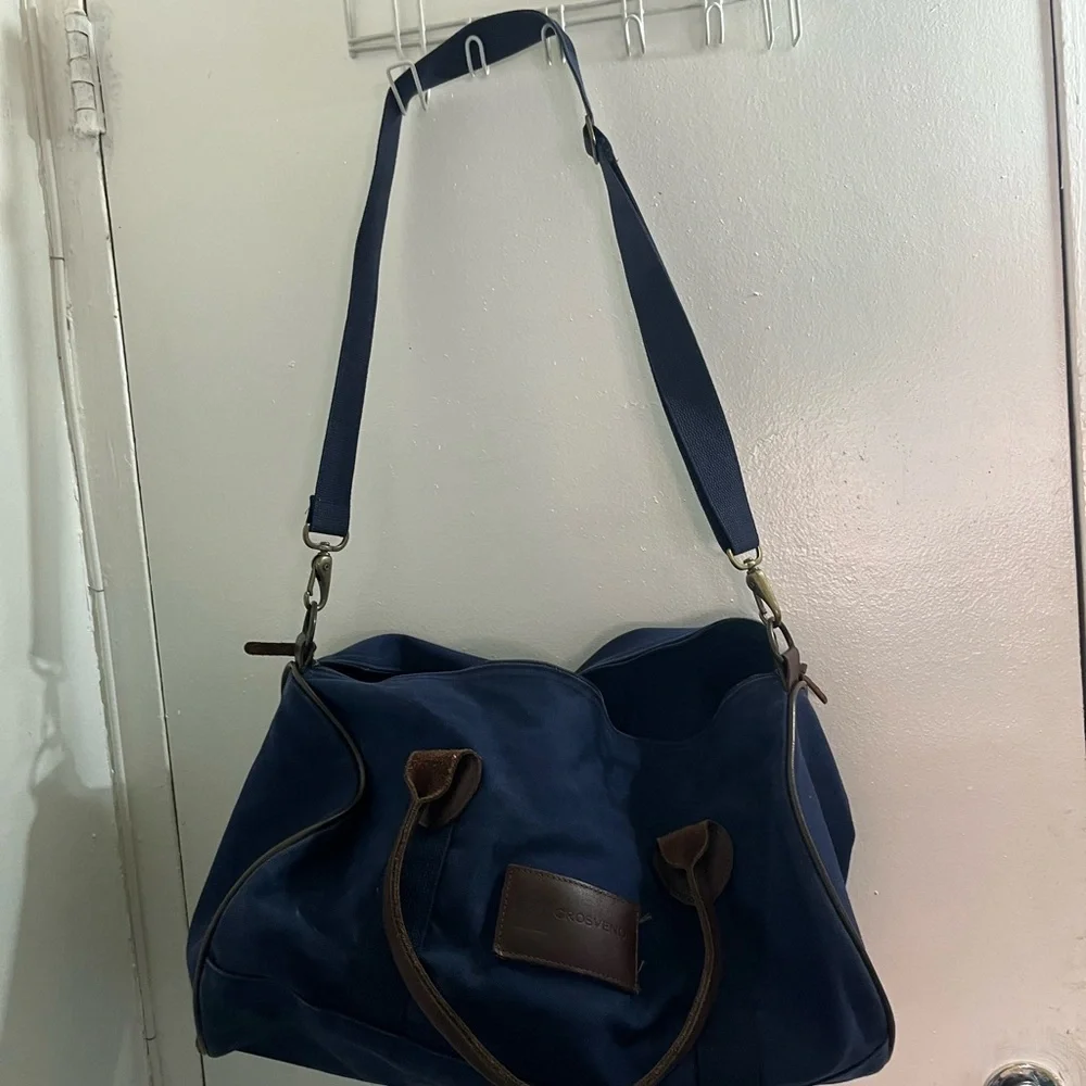 Grosvenor Elegant Blue and Brown Men's Duffel Bag - Picture 8 of 13